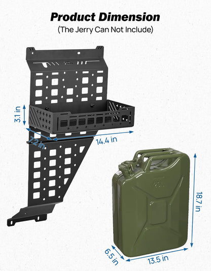 JOYTUTUS Passenger Side Jerry Can Holder Mount Compaitble with 2018-2026 Wrangler JL Gladiator JT, Door Outside Molle Panel with Tray for JLU
