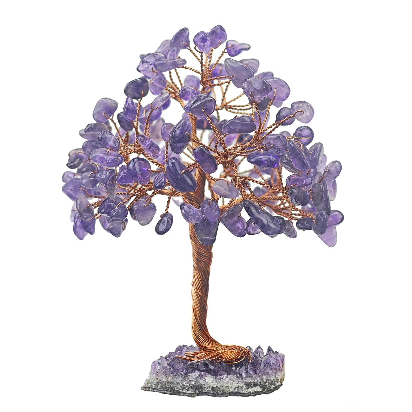 Natural Crystal Tree with Amethyst Cluster Base Tree of Life Home Decor for Shelf Bedroom Birthday Gifts Sister Gift Cute Home Office Decor Purple Crystal Crafts Housewarming Present