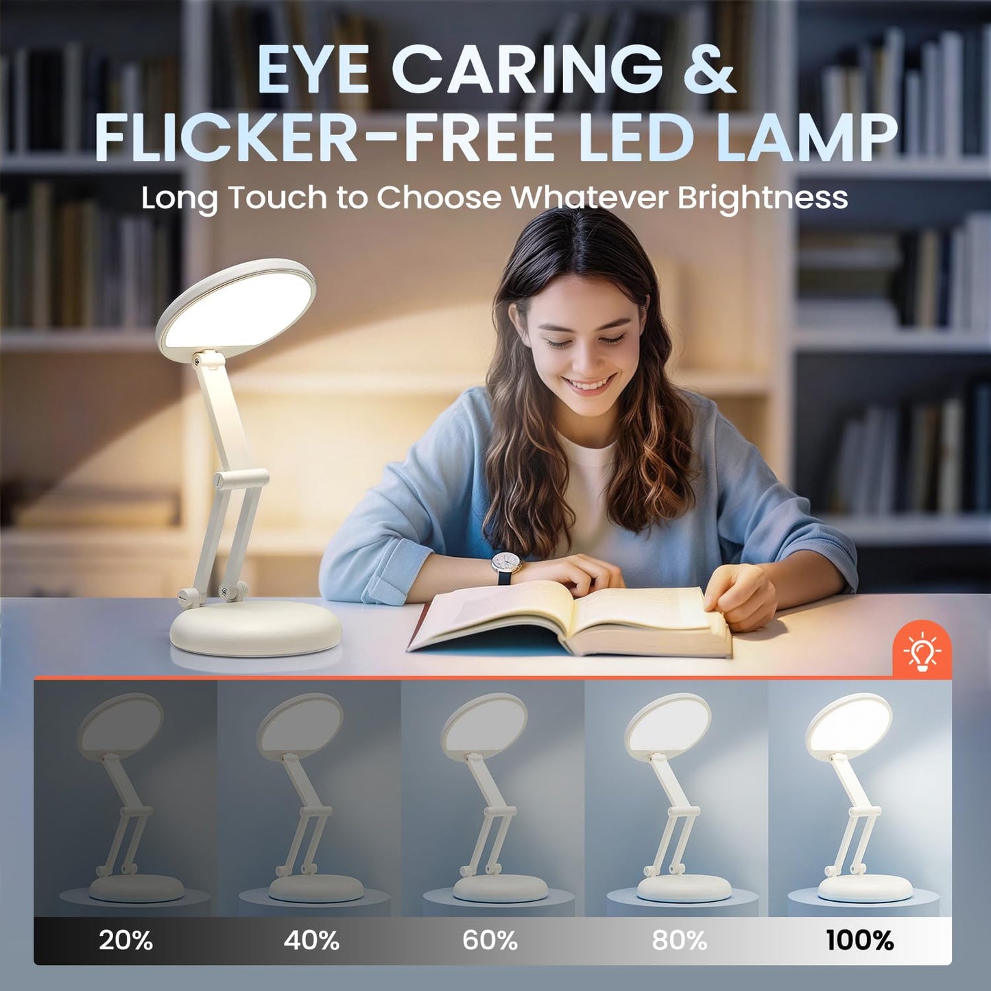 One Fire Rechargeable Table Lamp,Dimmable Cordless Lamp Desk Lamp for Dorm,3600mAh Battery Operated Lamp Rechargeable Lamp,Small Desk Lamp Portable Light for Office/Study/Nail/Craft/Puzzle(Warm Light)