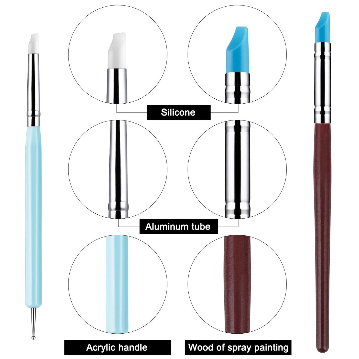 10Pcs Silicone Clay Sculpting Tool, Modeling Dotting Tool& Pottery Craft use for DIY Handicraft,Silicone Tool,Silicone Sculpting Tools