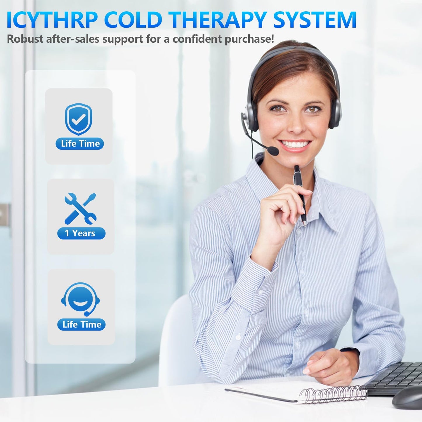 ICYTHRP Cold Therapy Machine with Programmable Timer, FSA Eligible HSA, Portable Ice Machine for Knee After Surgery, Knee Replacement Recovery System for Pain Relief with Universal Pad