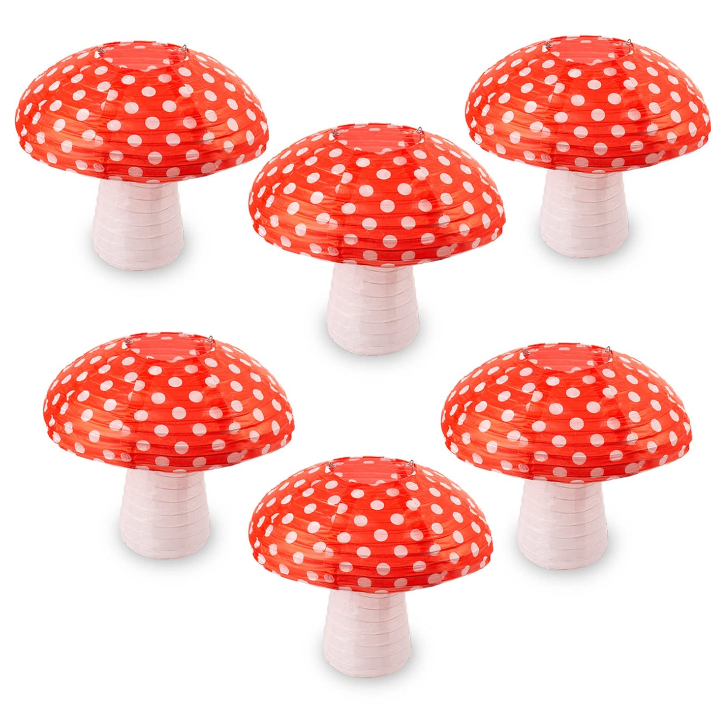6Pcs Mushroom Lantern, 3D Mushroom Ornament Wonderland Theme Party Supplies for Nursery Garden Christmas Halloween Party Decoration 7.89 x 7.29inch(Orange-red)