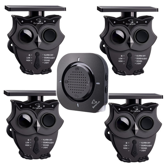1/2 Mile Long Range Solar Wireless Driveway Alarm System IP65 Weatherproof Outdoor Motion Detectors&Sensor 120dB Siren Sound Light Security Alert System Monitor&Protect Outdoor/Indoor Property(1R4S)