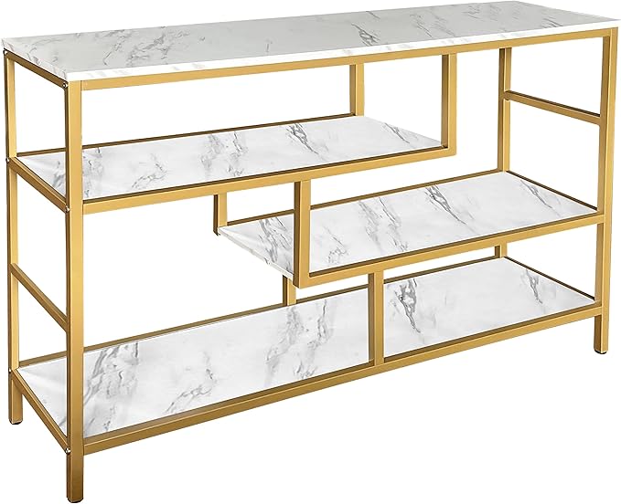AT-VALY Console Table 4-Tier Storage Shelves Entryway Table Hallway Tables