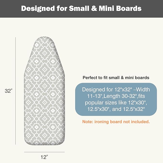 Small Ironing Board Cover and Pad 12"x32" Small Iron Board Cover