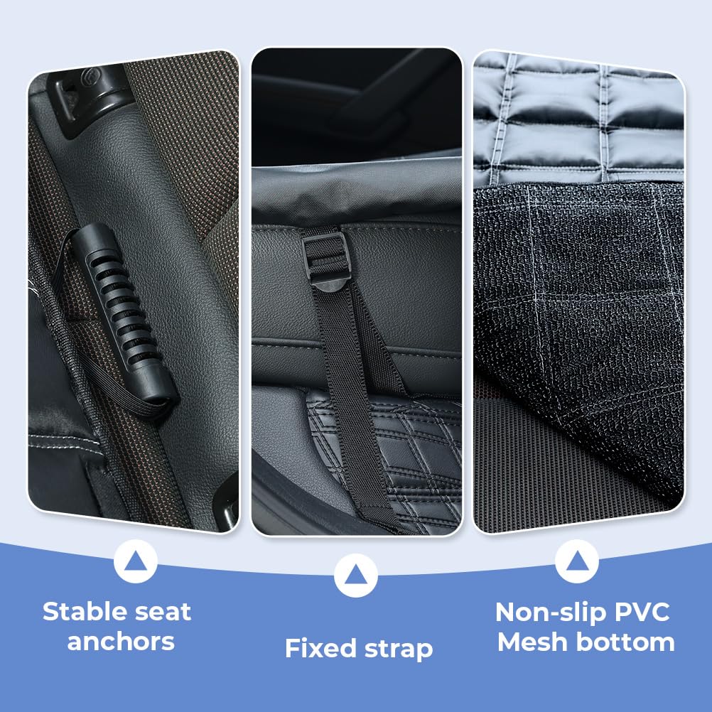 KYG 4-in-1 Waterproof & Scratch Proof & Nonslip Seat Cover Dog Hammock for Car Back Seat with Seat Anchors, Machine Washable, Durable, Dog Car Hammock Universal fits Cars Trucks SUV 135x147cm