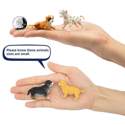 Toymany 12PCS Mini Dog Figurines Playset, Realistic Detailed Plastic Puppy Figures, Hand Painted Emulational Tiny Dogs Animals Toy Set, Cake Toppers Christmas Birthday Gift for Kids Toddlers
