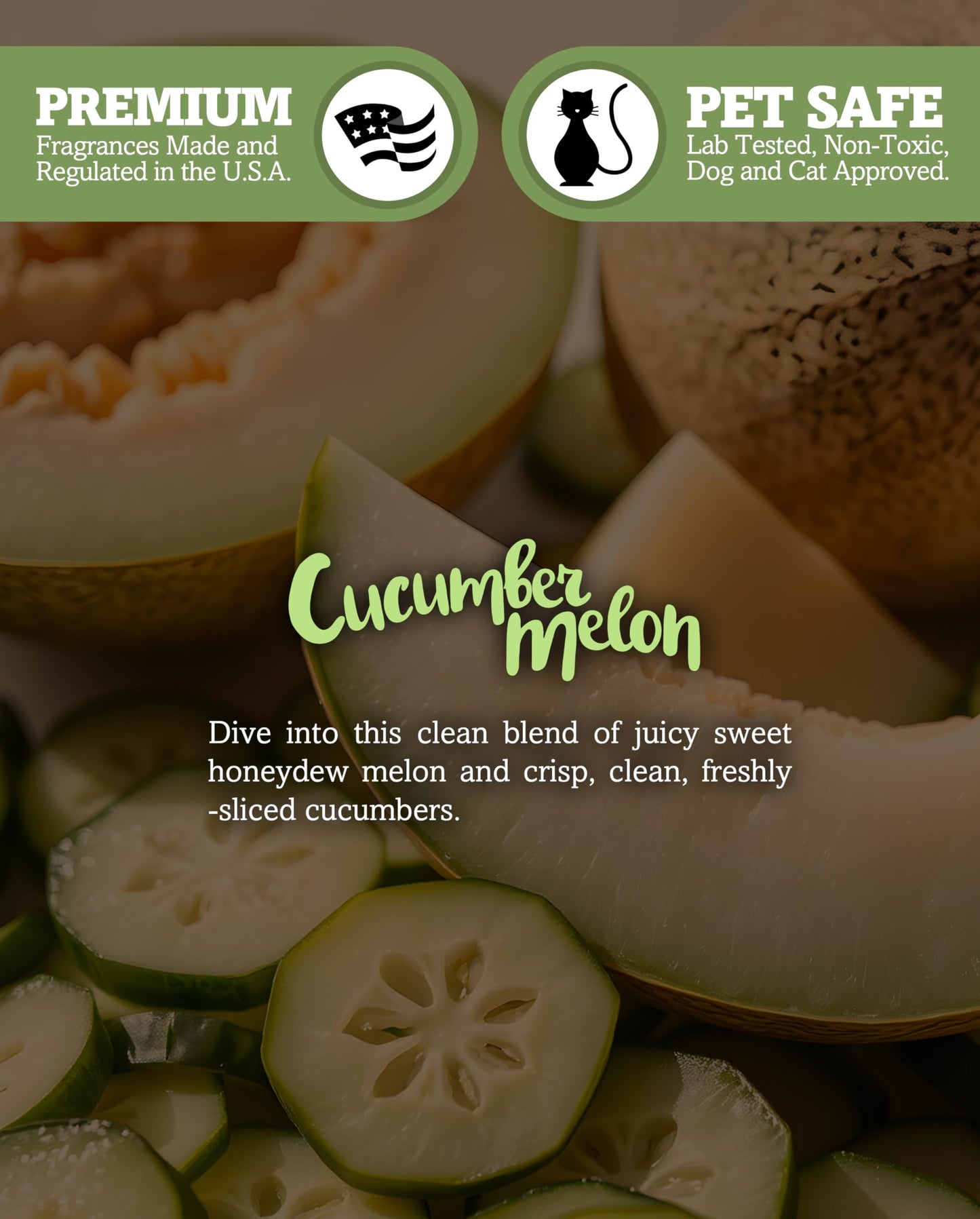 Shortie's Candle Company Cucumber Melon Premium Wax Melts 4 Pack - 12 Oz., Strong & Long Lasting, Non-Toxic - Made with Essential & Natural Oils - Formula 117