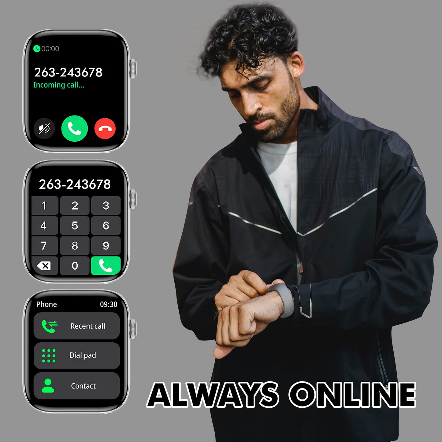 Smart Watch for iPhone/Android Phones (Answer/Make Calls) - 1.9" HD Screen Fitness Tracker : Heart Rate/Sleep Monitor/Pedometer/Calories, Multiple Sports Modes, Waterproof SmartWatch for Men Women