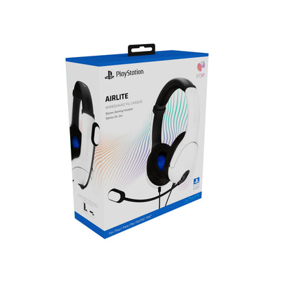 PDP AIRLITE Wired Stereo Gaming Headset, Officially Licensed by Sony PlayStation 5, PS5/PS4/PS3/PC, Lightweight Durable Headphones, 3.5mm audio jack, Noise-canceling Flip-to-Mute Mic, Frost White