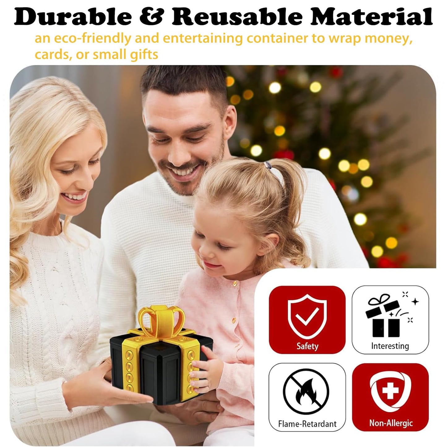 Annoying Gift Box with Screws, Annoying Present Prank Screw Box, Money Card Container Novelty Box, Take Apart Surprise Funny (Black-Yellow)