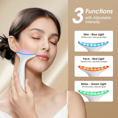Facial and Neck Massager for Face, Neck - Skin Lifting & Firming - Wrinkle & Dark Circle Reducer - at Home Skin Care Face Sculpting Tool and Neck Massager-Pastel Pink