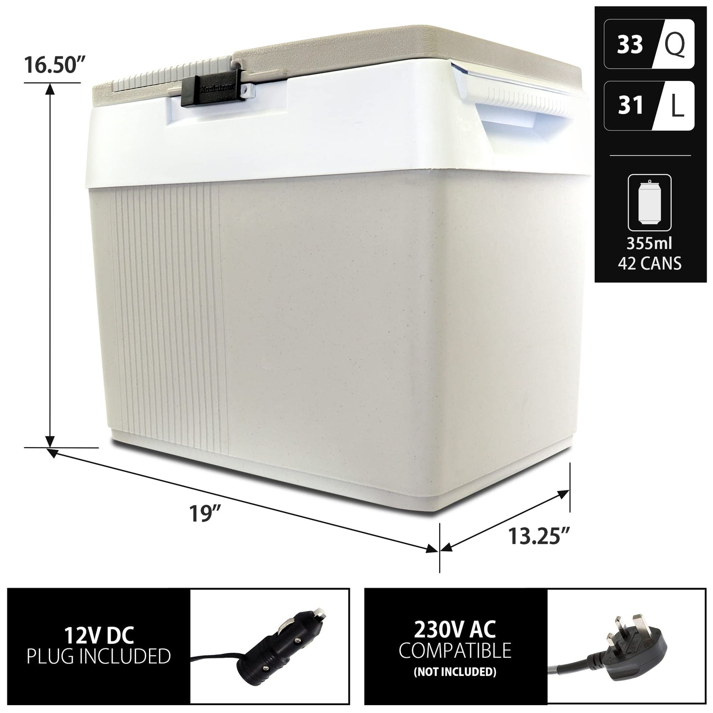 Koolatron 12V Iceless Cooler & Warmer – Portable 33 qt Electric Cooler/Nevera Portátil Eléctrica for Car Truck Camper Boat Hard Sided Mini Fridge for Camping Picnic Travel Lunch Food Drinks Office
