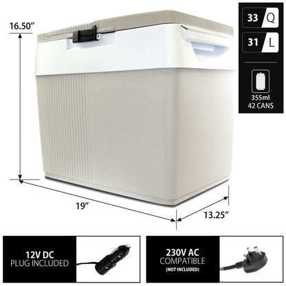 Koolatron 12V Iceless Cooler & Warmer – Portable 33 qt Electric Cooler/Nevera Portátil Eléctrica for Car Truck Camper Boat Hard Sided Mini Fridge for Camping Picnic Travel Lunch Food Drinks Office