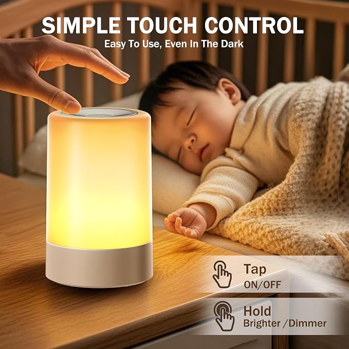 G Keni 2 Pack Baby Night Light for Nursery, Rechargeable Touch Night Light, Portable Bedside Lamp, Dimmable Nursing Light for Breastfeeding, Diaper Changes, Kids Room & Bedroom