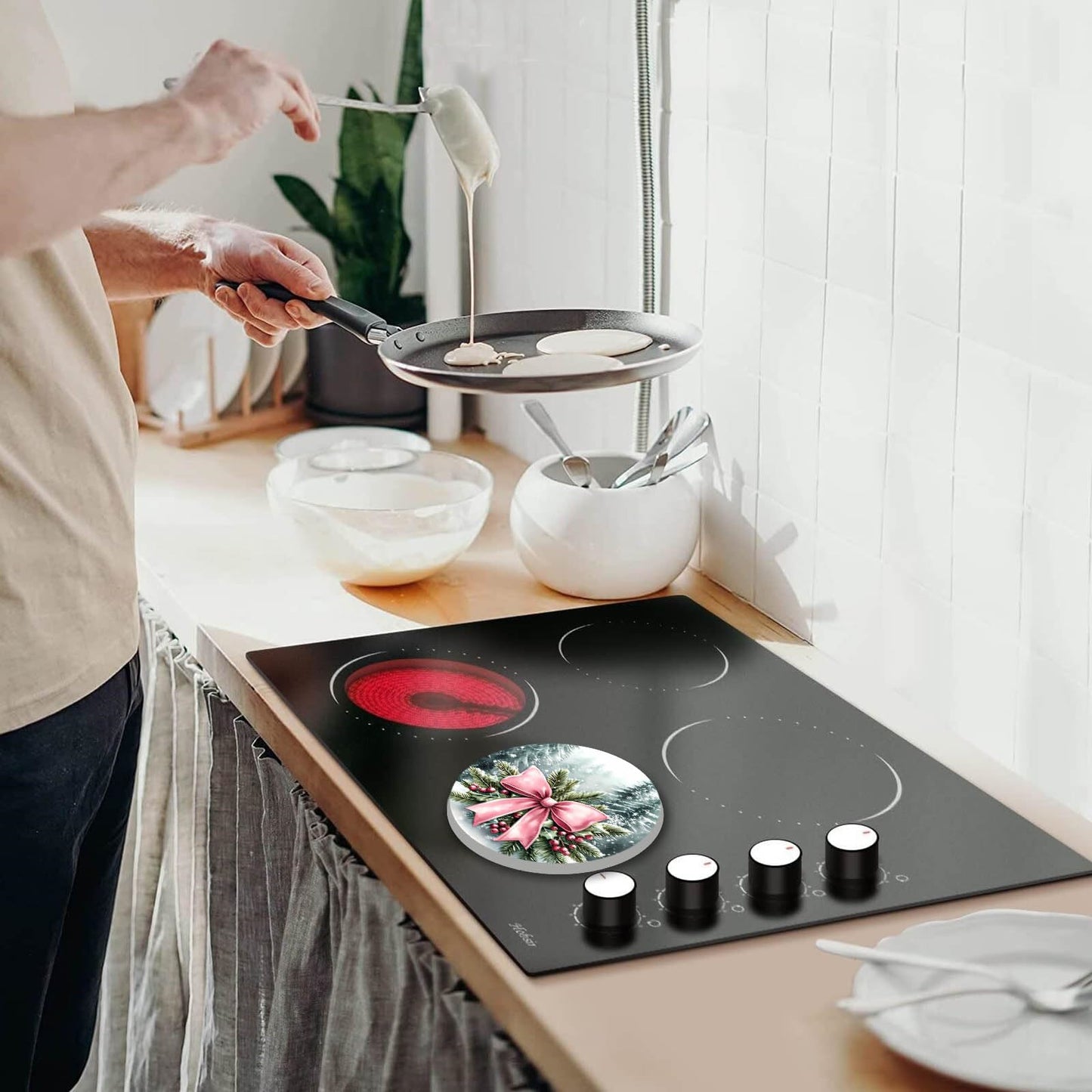 Tucocoo Christmas Snowman Stove Burner Covers,8＆10 Inches Stove Top Covers Electric Stove 4 Pcs Metal Stove Cover Gas Stove Top Covers,Home Kitchen Cooktop Decorative