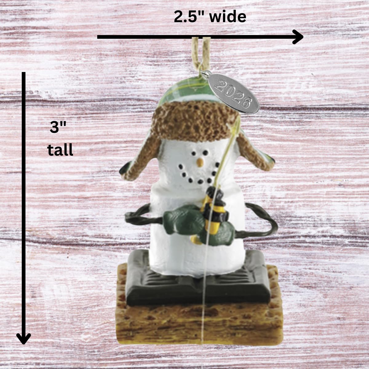 Smores Ornament - Ice Fishing Gifts - Smores Fishing Ornament with Ice Fisherman and Fish on Rod - Comes in Gift Box so It's Ready for Giving