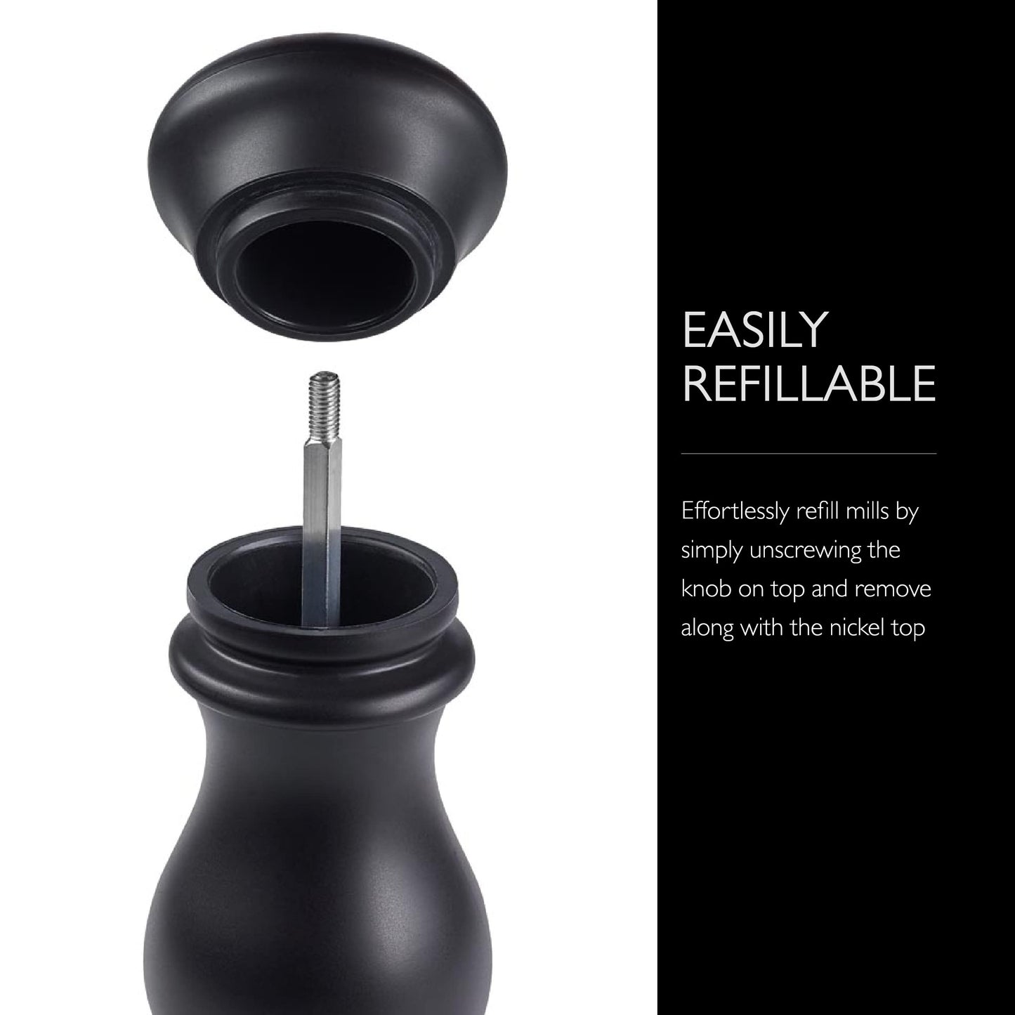 Cole & Mason Southwold Classic Salt & Pepper Mill Gift Set - Salt and Pepper Grinders with a Matte Finish - Adjustable & Refillable Mills - Hand Wash Kitchen Tool - Black/White