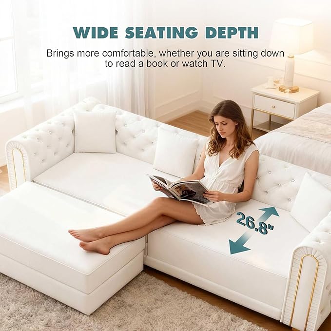 90.6'' Velvet Folding Floor Sofa Bed