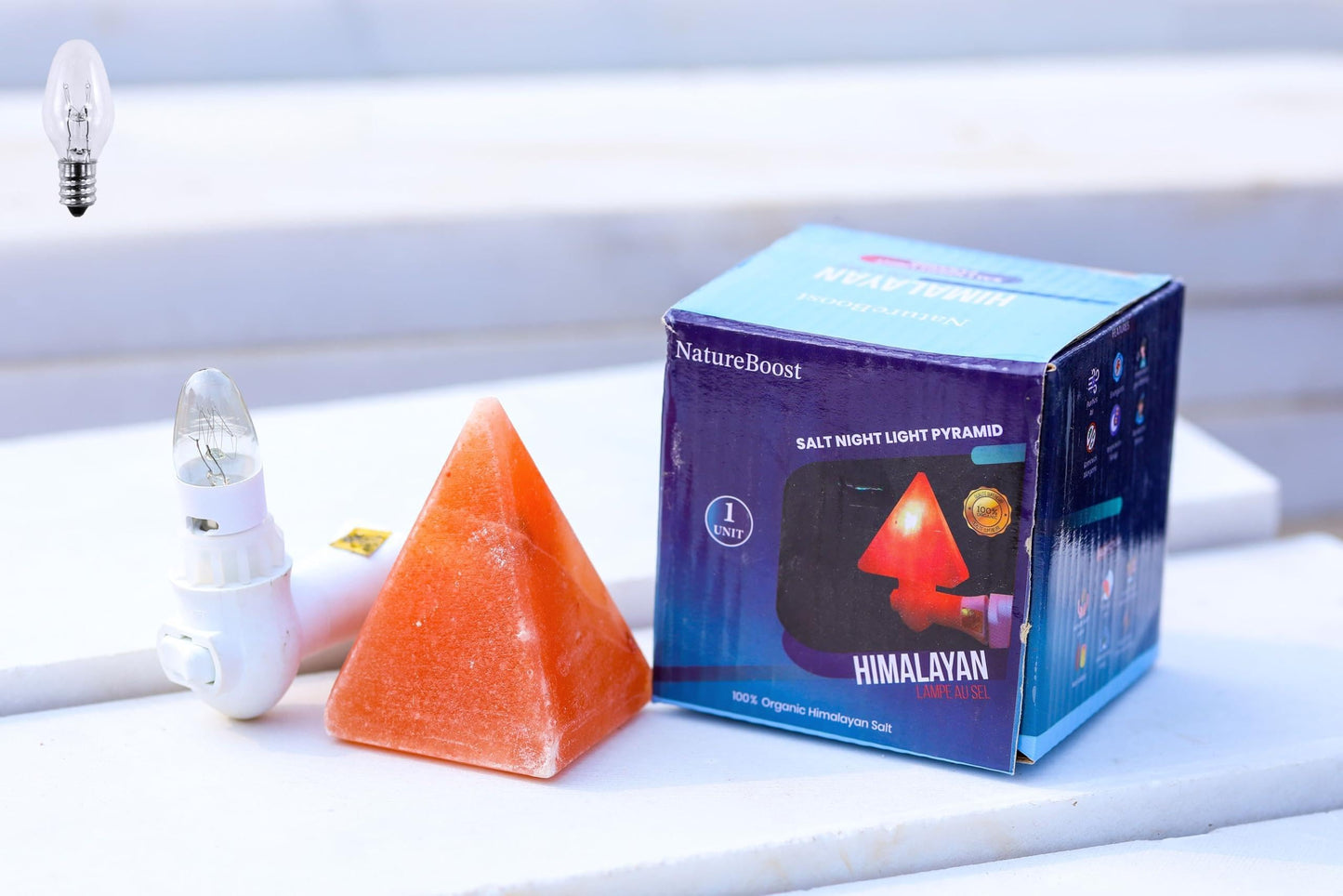 NatureBoost Himalayan Pink Salt Night Light Pyramid (1 Pack) Decorative Ambient Night Lights for Bedroom, Bathroom, Nursery & Home Décor