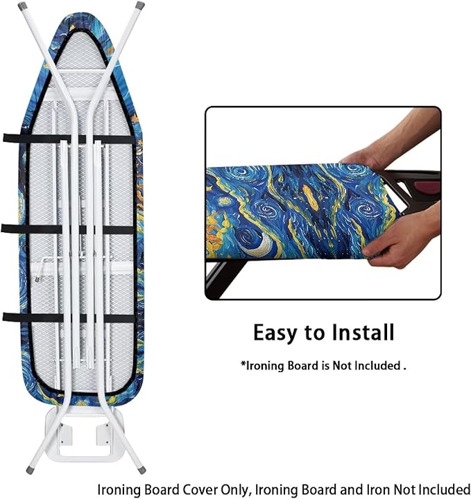 Moon Print Ironing Board Cover and Pad Washable Thick Padding Heavy Duty Iron