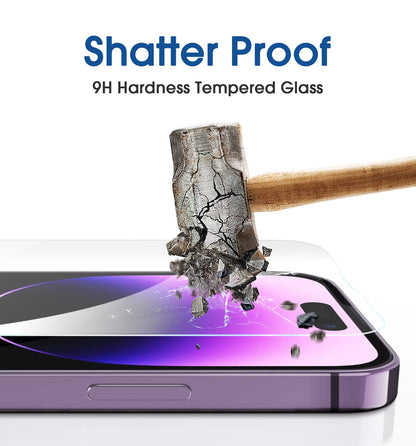 amFilm Easiest Installation OneTouch for iPhone 15 Pro Max Screen Protector [6.7 Inch] Tempered Glass + Camera Lens Protector, Auto-Alignment Tech, Bubble Free, Case Friendly, Anti-Scratch [2+2 Pack]