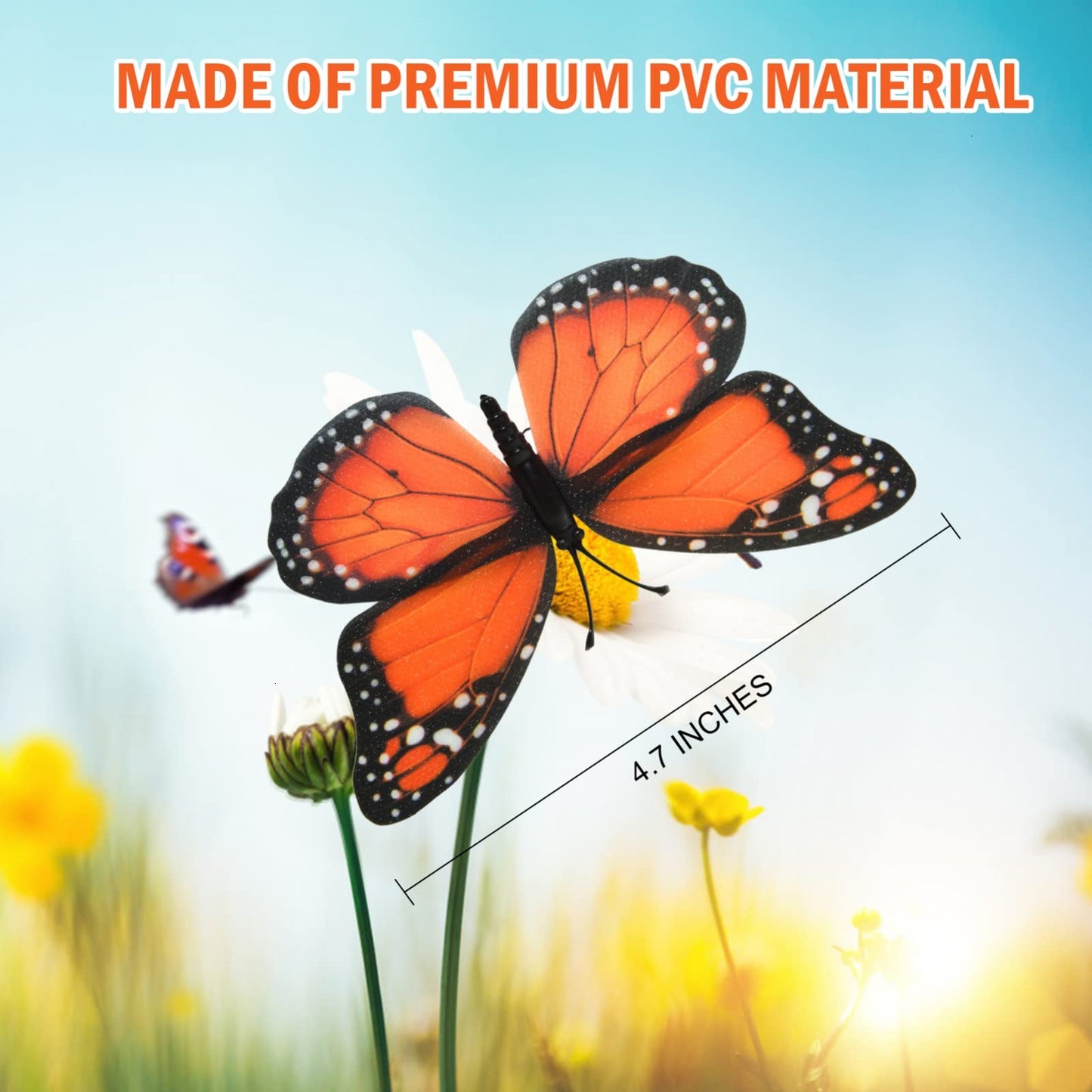 AQUEENLY 24 Pcs Monarch Butterfly Decorations Orange Butterflies for Crafts Premium Fake Butterflies Wall Decor for Room, Home, Wedding, Party (4.72'')