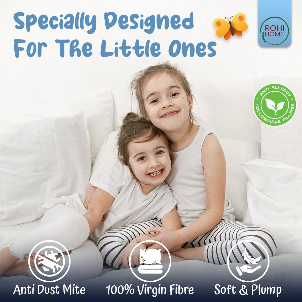 Rohi 7.5 Tog Cot Bed Duvet and Pillow Set – Microfibre Anti-Allergy Toddler Duvet & Pillow – Lightweight, Breathable & Ultra Comfy Baby Quilt 120cm x 150cm