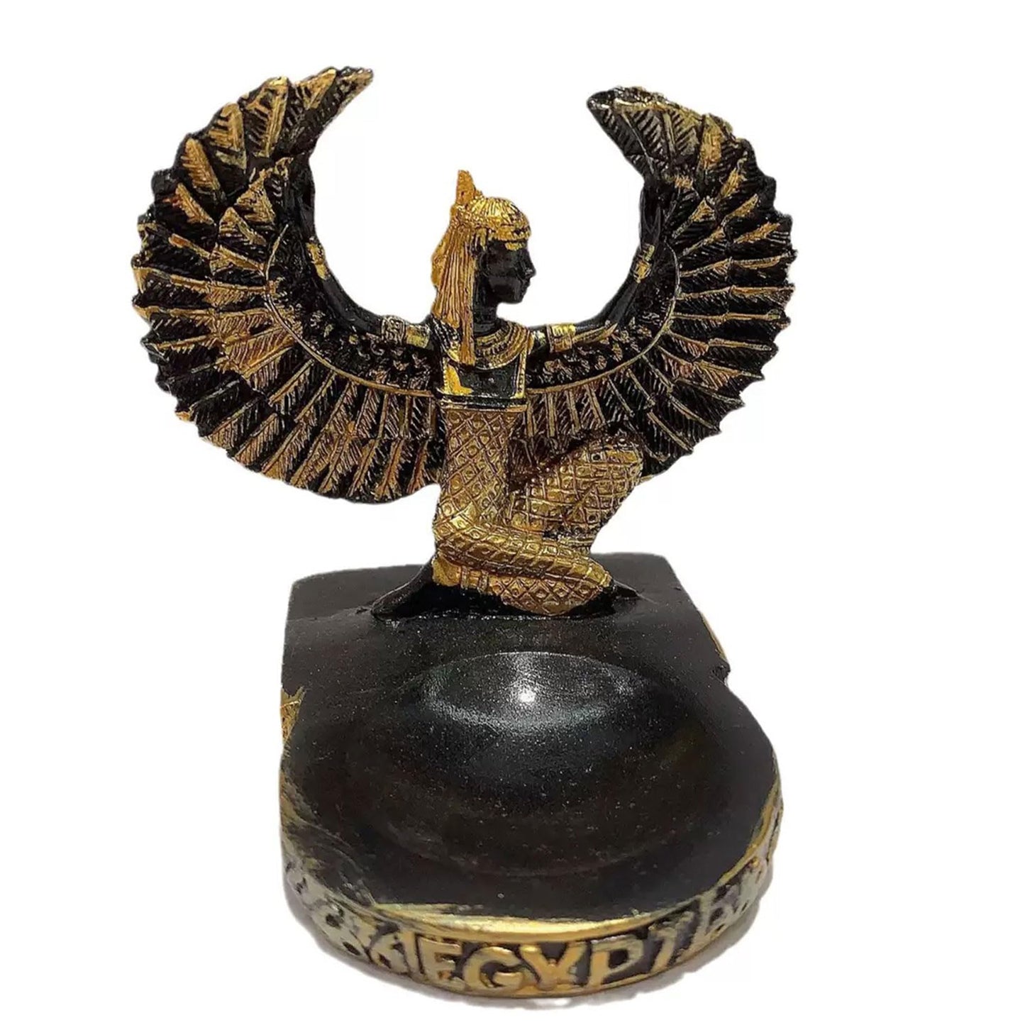 VSPDVO Open Wings Kneeling Egyptian Isis Figurine Ancient Egyptian Mythology Goddess Sculpture Crystal Ball Holder Home Décor Collectible Figurine Egypt Souvenirs(1 Ball)