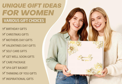 Birthday Gifts for Women, Gift Baskets for Women Self Care Spa Set, Get Well Care Package Inspirational Relaxation Mothers Day Gifts with Crochet Flower Bouquet for Mom Friend Sister