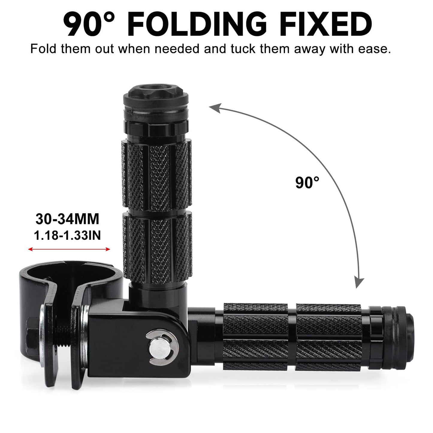 BEAROLNE M8 Motorcycle Foot Pegs CNC Upgraded Foldable Footpegs Anti-Skid Footrest for Yamaha Honda Suzuki Aprilia Electric Car Dirt Pit Bike Motorbike Mini Bike Passenger Pedals (Black)