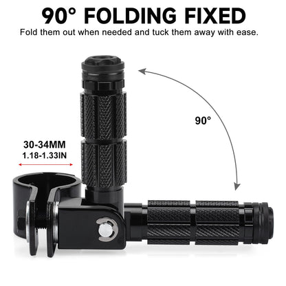BEAROLNE M8 Motorcycle Foot Pegs CNC Upgraded Foldable Footpegs Anti-Skid Footrest for Yamaha Honda Suzuki Aprilia Electric Car Dirt Pit Bike Motorbike Mini Bike Passenger Pedals (Black)