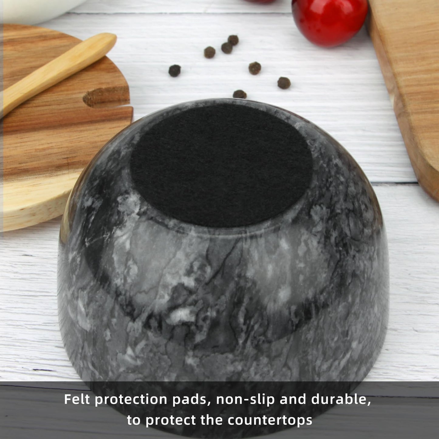 HESHIBI Salt Cellar Box with Lid & Spoon, Modern White Stone Salt or Pepper Sugar Spice Seasoning Bowl Container Jar Holder Well Keeper Dish Pig Crock for Kitchen (Marble Bowl Set)
