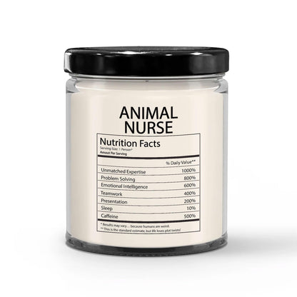 Funny Gifts for Animal Nurse Nutrition Facts Label - Christmas Candle for Veterinary Nurse Staff Employee Boss Veterinary - Thank You, Birthday - Vanilla Scented Soy Wax, 9oz