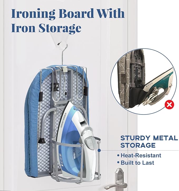 Metal Foldable Iron Board with Iron Holder, RAINHOL Small Ironing Board