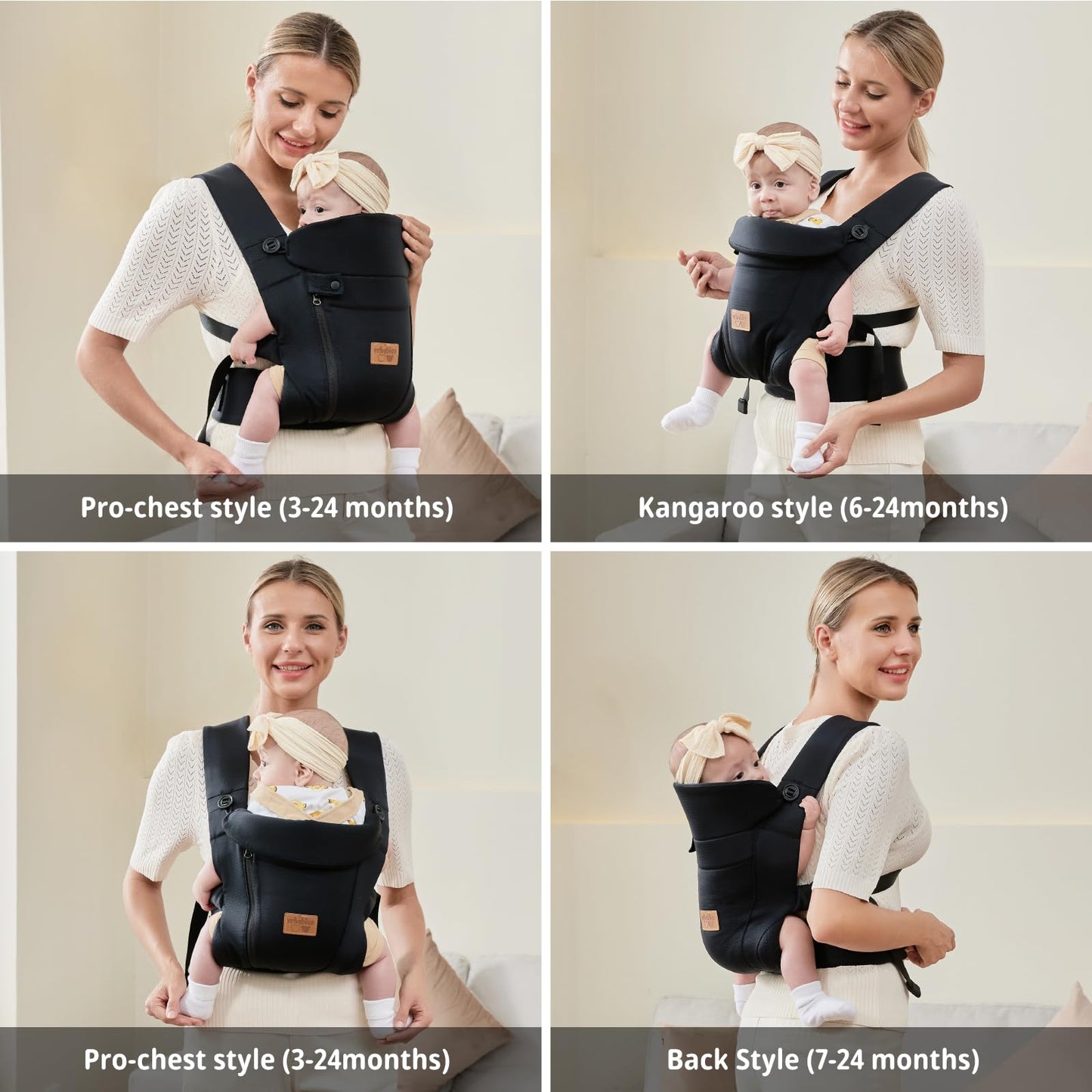 vrbabies Baby Carrier from Newborn, Ice Silk Baby Sling with Adjustable Belt & 3D Breathable Mesh, Face-in and Face-Out Front and Back Carry for Newborns and Older Babies 4-15kg Bl-Belt