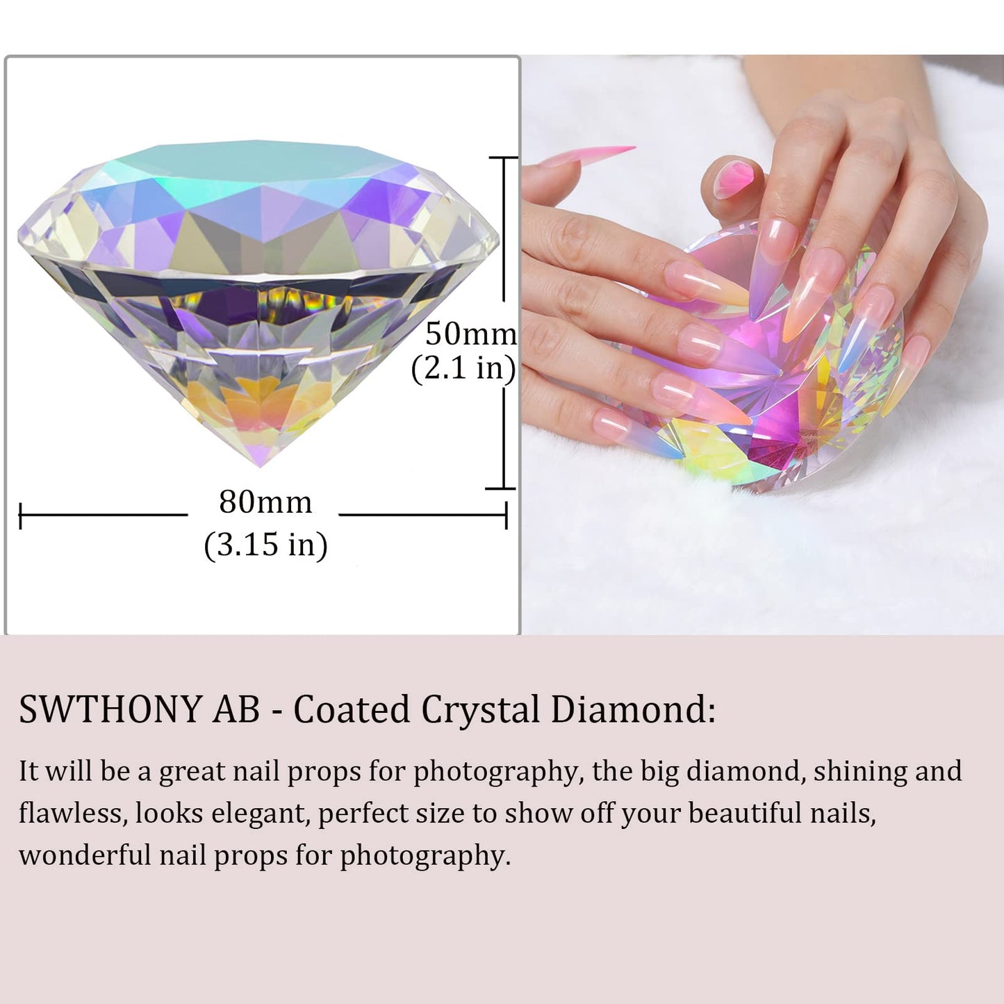 SWTHONY Bundle of 80mm and 90mm Crystal Diamond Paperweight Gems Home Decor