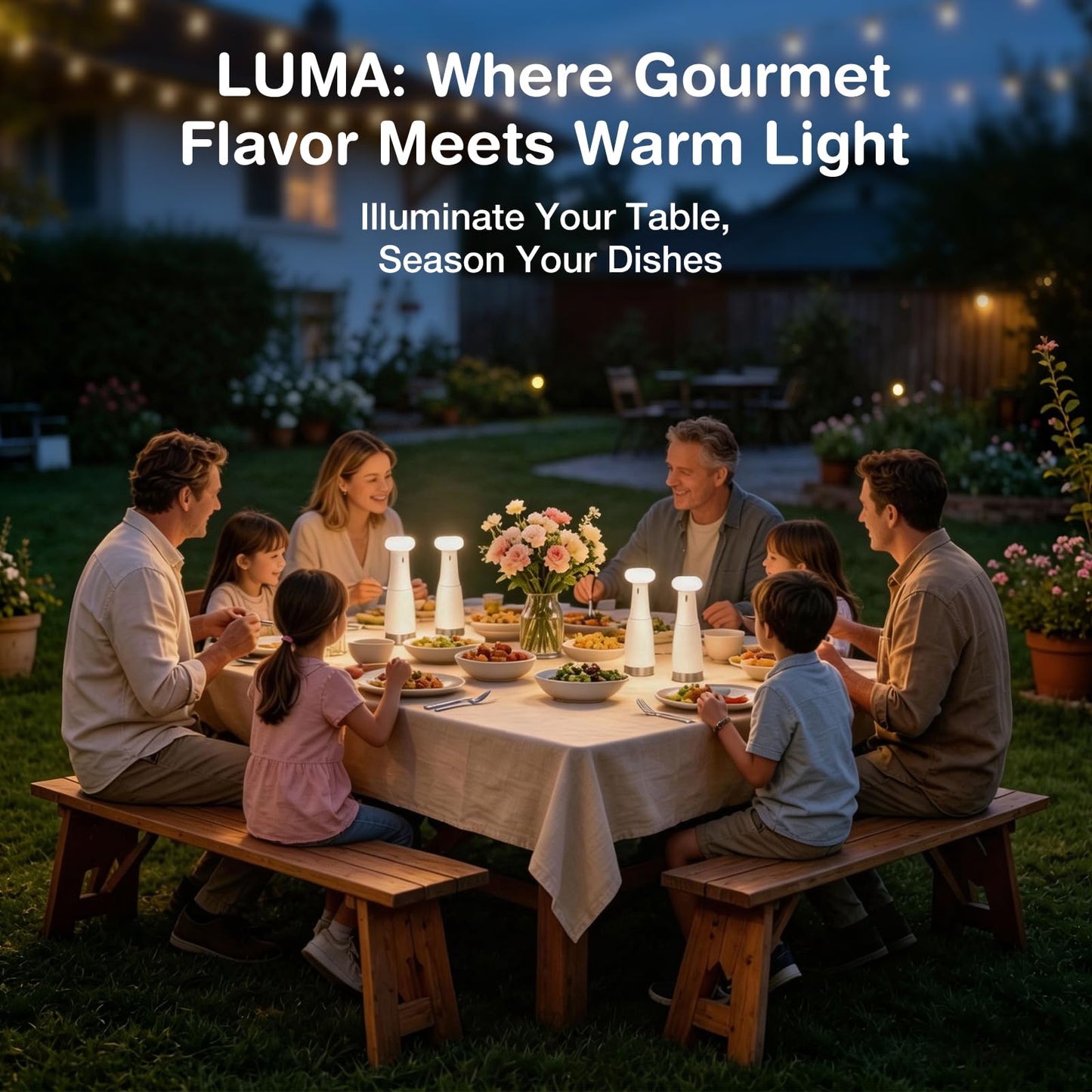 Vucchini Manual Pepper Grinder with Ambient Light 6-level Setting External Adjustable Coarseness Ceramic Salt Grinder Spice Mill for Table,Kitchen,Restaurant,Party,Candlelight Dinner