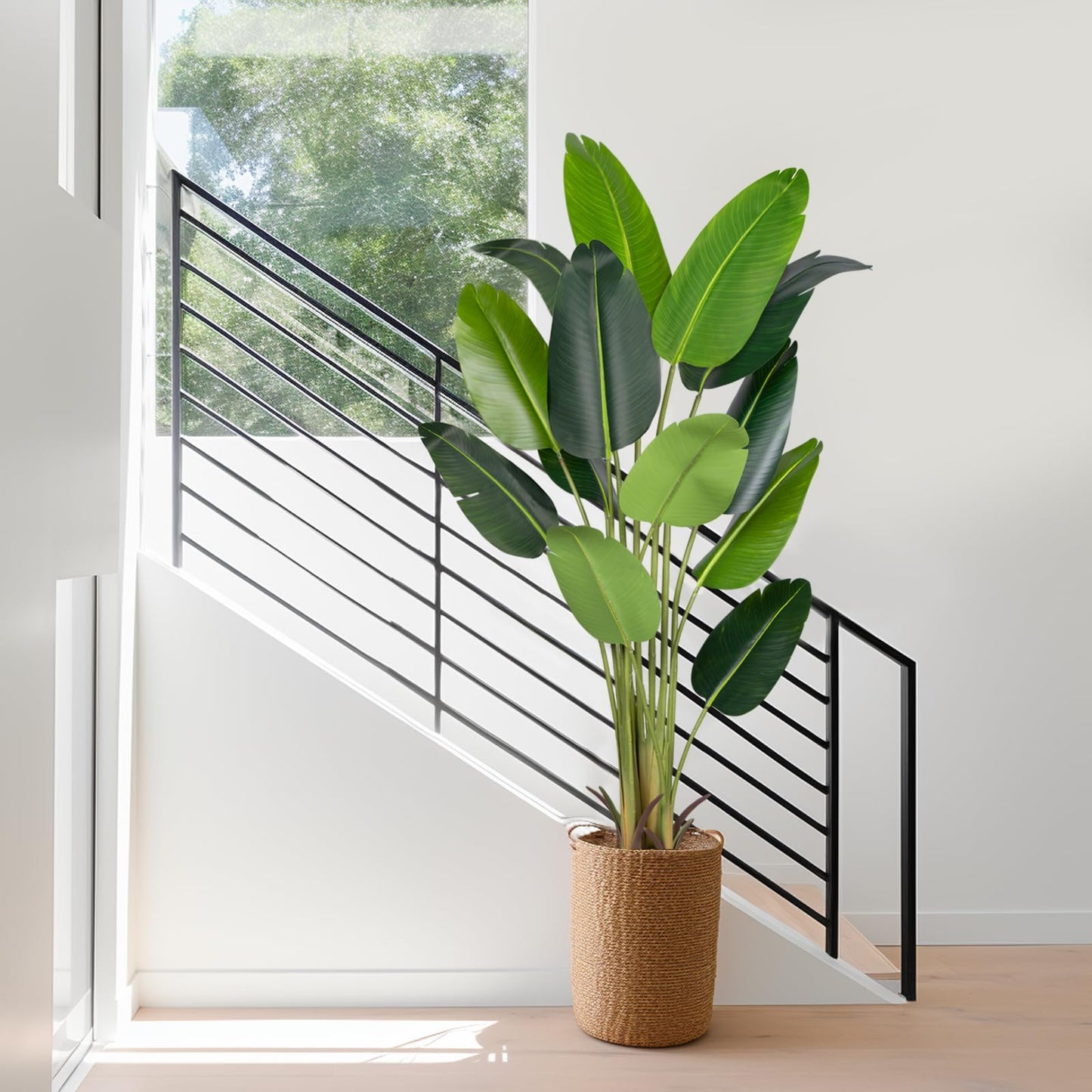 CETRD Artificial Bird of Paradise Plant 6Ft Fake Tropical Palm Tree with 13Trunks Faux Banana Leaf Trees in Pot for Home Indoor Outdoor Office Modern Decor Housewarming Gift