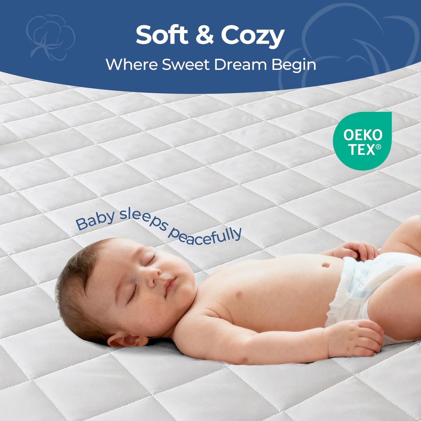 EXRUBY Twin Waterproof Mattress Protector - 100GSM Quilted Diamond Pad - 8-20" Deep Pocket Fitted Cover - Ideal for Kids & College Dorm Essentials - Noiseless