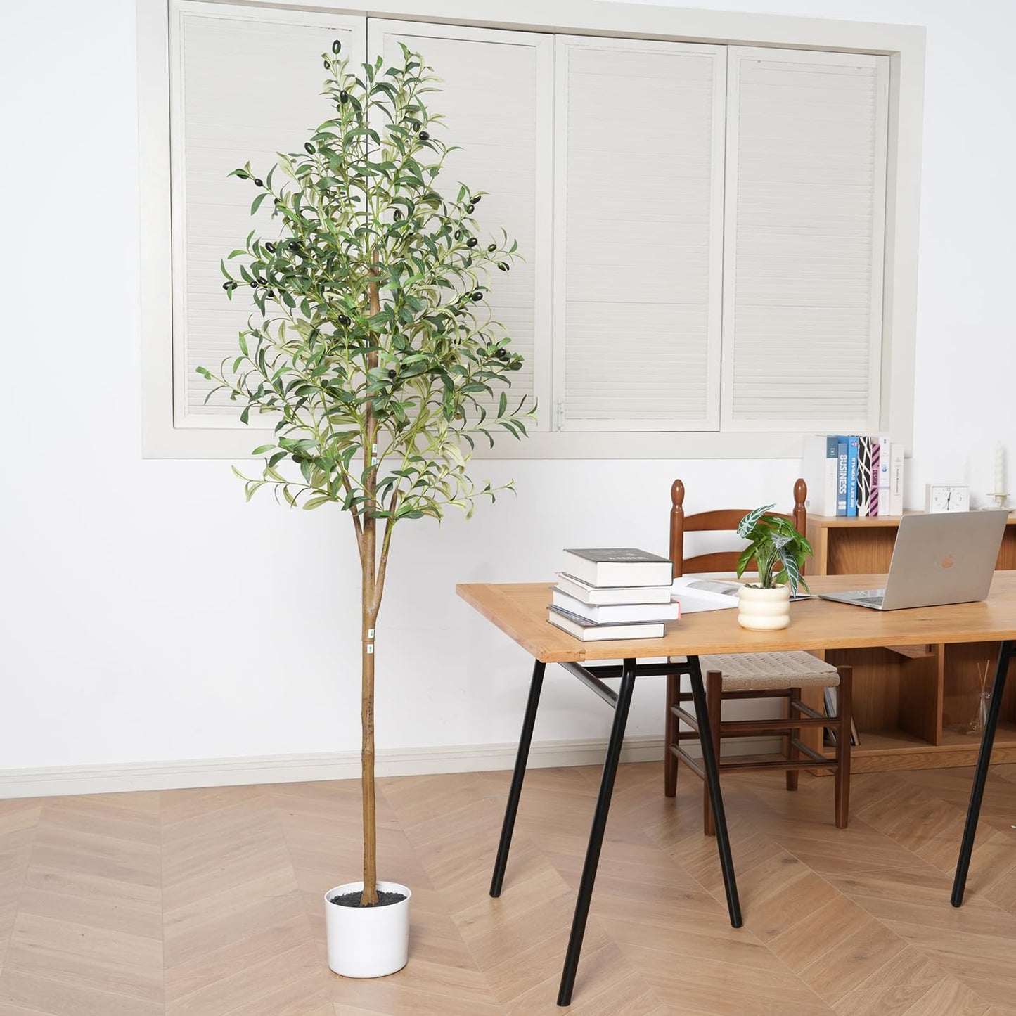Sillaff Olive Tree 6FT Fake Tree Faux Plants Indoor with Pot Artificial Tree Nearly Natural Olive Branches and Fruits for Living Room Home Office Decorations