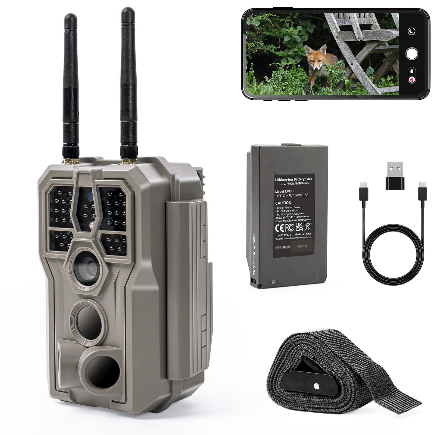 GardePro E8 2.0 Pro WiFi Bluetooth Trail Camera (Non-Cellular) – Triple-PIR Motion Sensor, Dual Antennas for Stable Connection, 4K Video, Rechargeable Battery, On-Site Viewing, Motion Activated