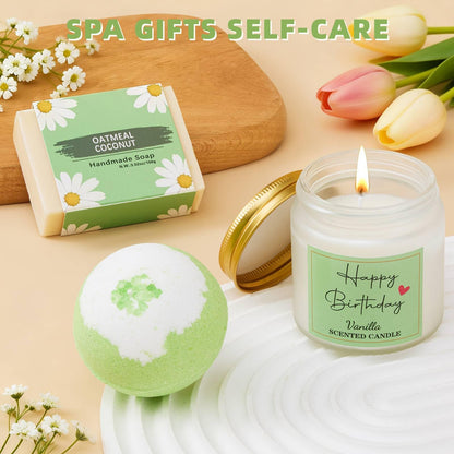 Uongeod Birthday Gifts for Women,Happy Birthday Gifts for Women 11PCS Birthday Basket for Women Green Best Friend Birthday Gifts Baskets for Women Mon Wife Daughter Aunt Sister Coworkers
