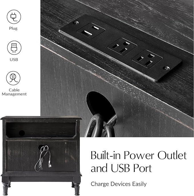HULALA HOME Solid Wood Storage End Table