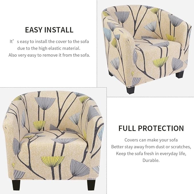 SearchI Club Chair Slipcover Stretch Barrel Chair Covers Printed Tub Chair