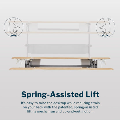 Vari VariDesk Pro Plus 36 Standing Desk Converter – 11 Height Settings + Spring Lift, 2 Tier Design, Keyboard Tray, Fits Desktops 36” Wide x 26.5" Deep – Delivers Fully Assembled (Light Wood)