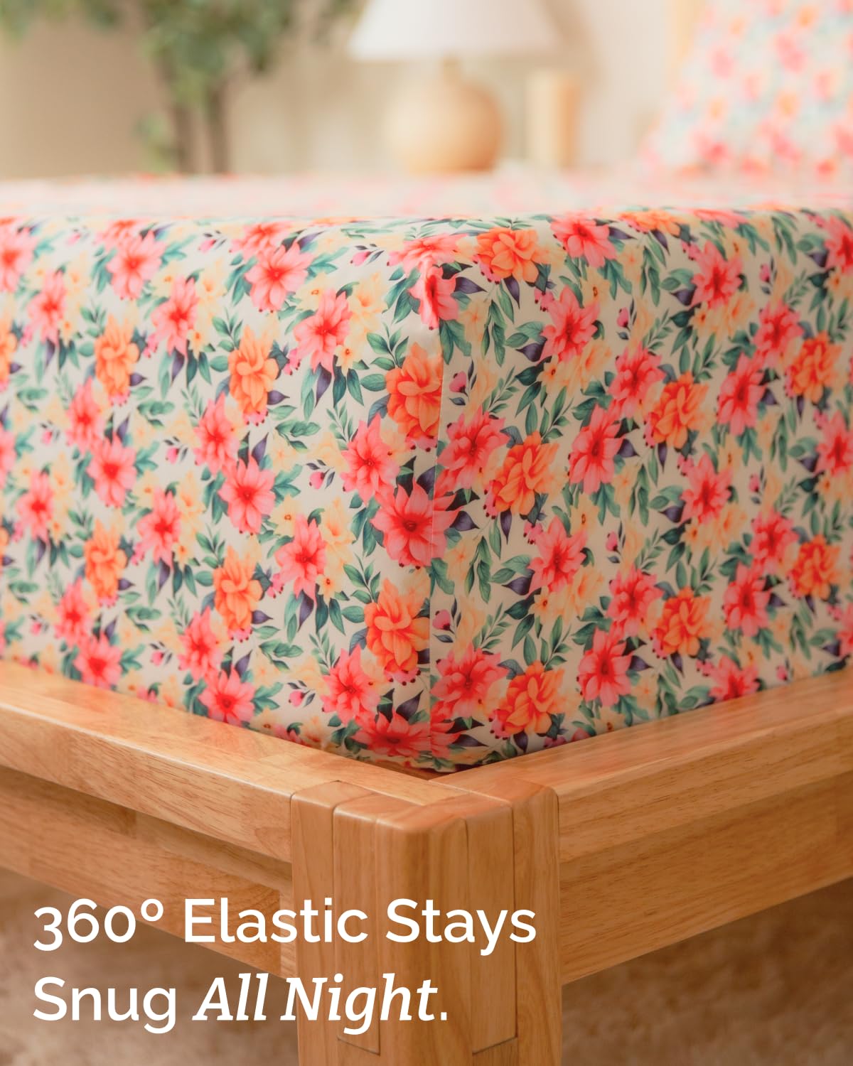 Floral Sheets - Flower Print Bed Sheet Set - 1 Flat, 1 Fitted & 2 Pillowcases w/ Deep Pockets - Comfy, Cozy, Wrinkle & Fade Free - Boho Botanical Bedding - Soft, Breathable & Cooling - Full Size Set