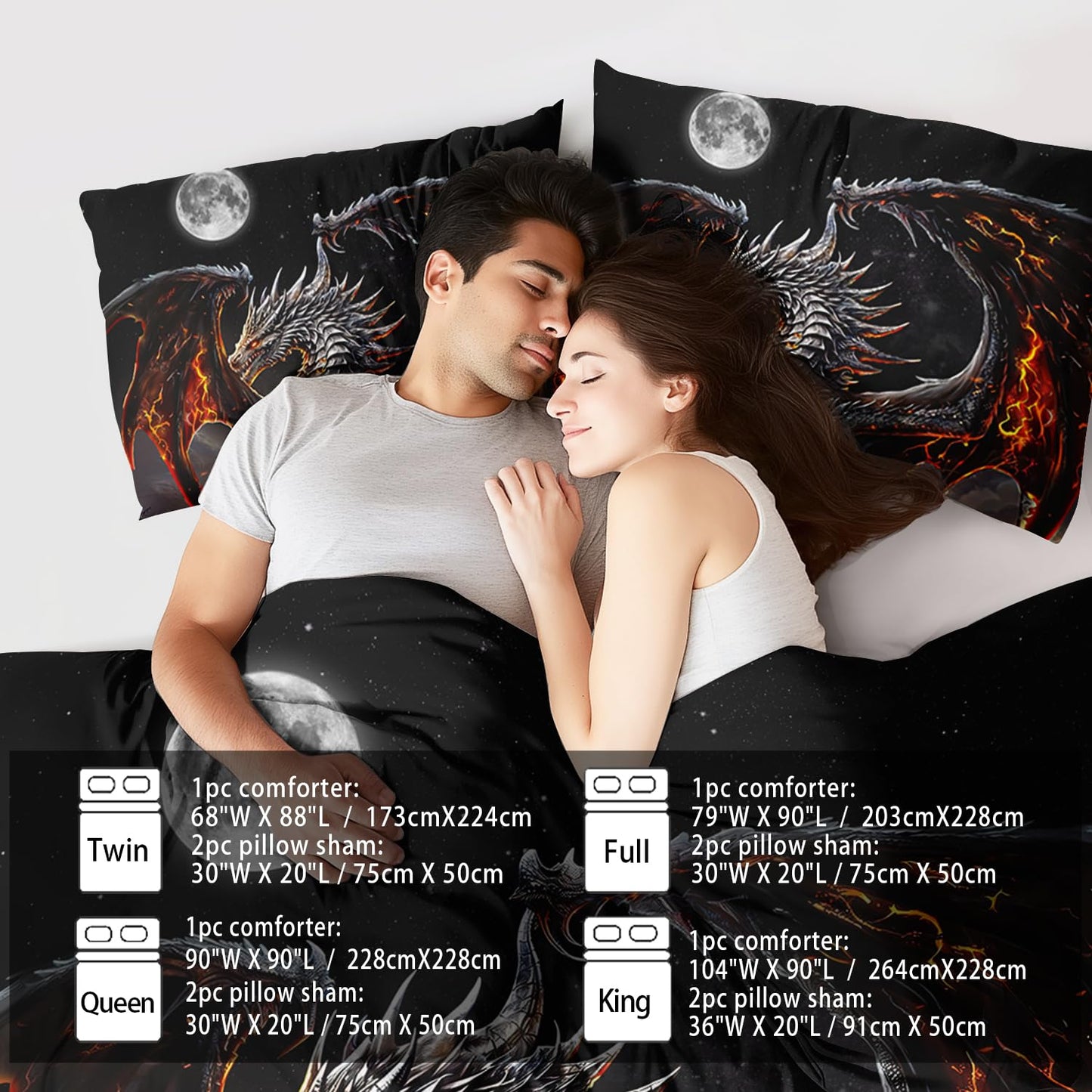 llyxsesty Black Dragon Comforter Set Full Adult,Flame Dragon Bedding Set for Boys,Magical Beast Bedding Fantasy Animal Comforter Beedroom Decor,Magical Beast Quilt Bed Decor