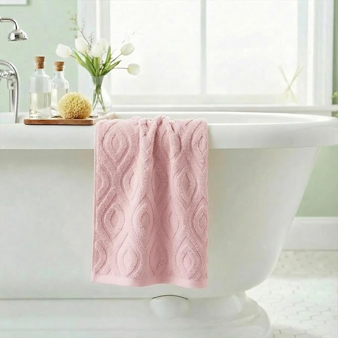 Artoid Mode 1 Pc Pink 3D Diamond Grid Jacquard Hand Towels