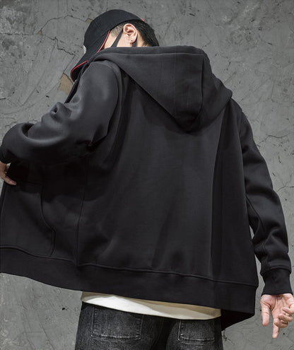 ZUEVI Men's Hoodies Casual Striped Drawstring Hoodie Fleece Sweatshirt Zipper Closure Slim Fit Jackets With Pockets (/Black/-XL)